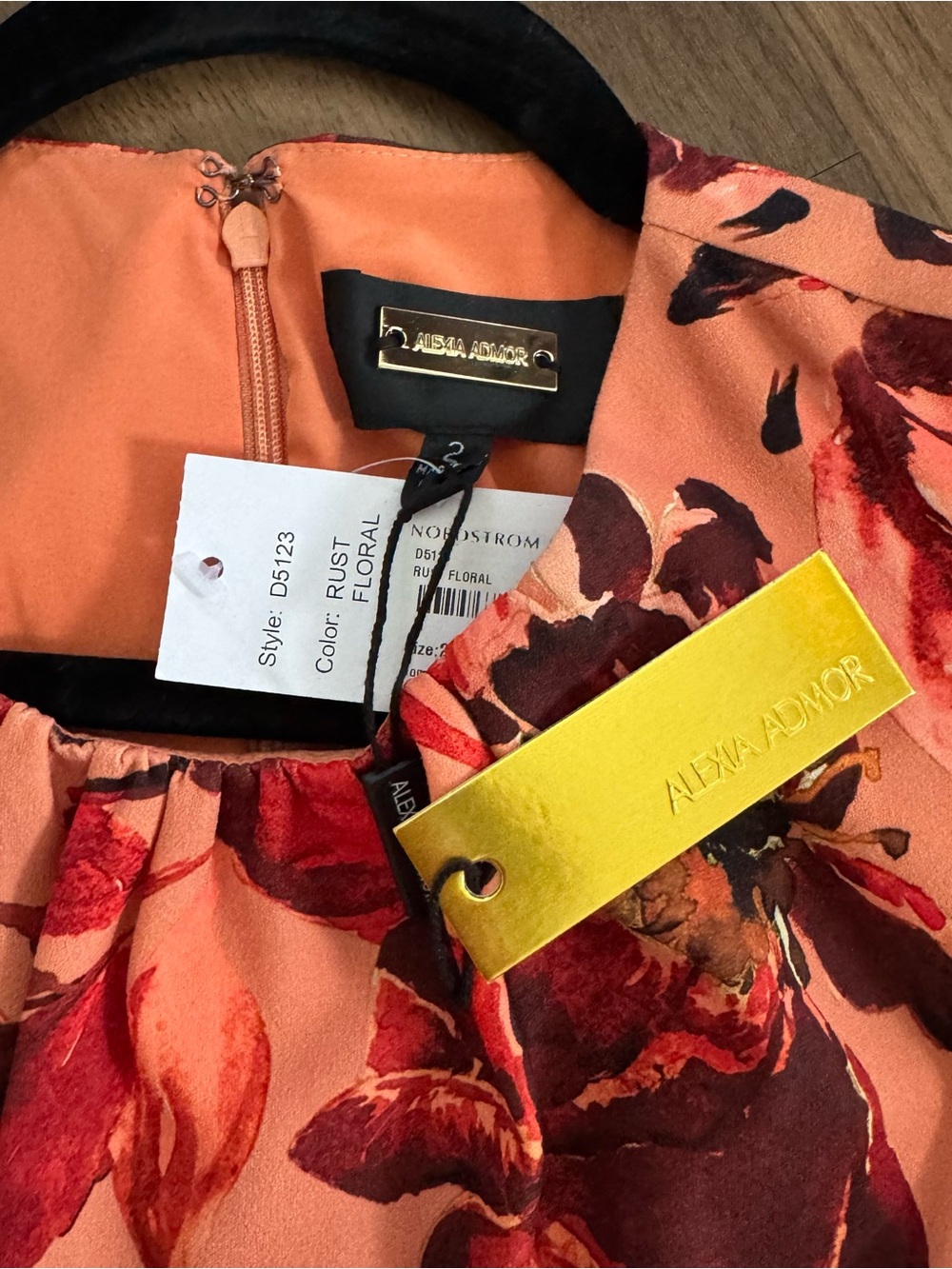 NWT - Alexia Admor - Rust Floral Long Sleeve Empire Waist Maxi Dress - Picture 7 of 15